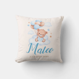 Teddy Bear Tan und Blue Baby Boy Dusche Party Gesc Kissen