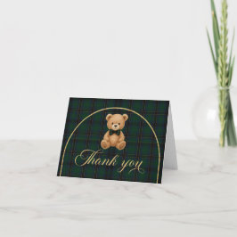 Teddy Bear Tartan Baby Shower Thank You Card Dankeskarte