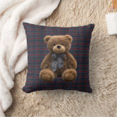 Teddy Bear Tartan Monogram Birth Stats Newborn Boy Kissen (Decke)