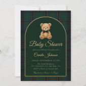 Teddy Bear Tartan Preppy Baby Shower Invitation Einladung (Vorderseite)