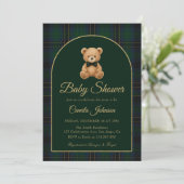 Teddy Bear Tartan Preppy Baby Shower Invitation Einladung (Stehend Vorderseite)