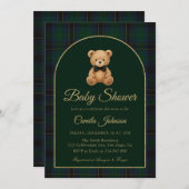 Teddy Bear Tartan Preppy Baby Shower Invitation Einladung (Vorne/Hinten)