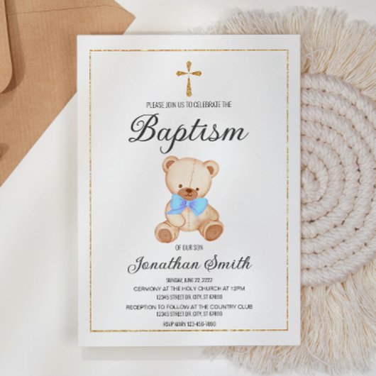 Teddy Bear Taufe Christening Einladung