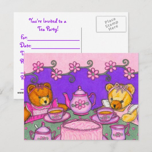 Teddy Bear Tea Party Postkarte (Vorne/Hinten)
