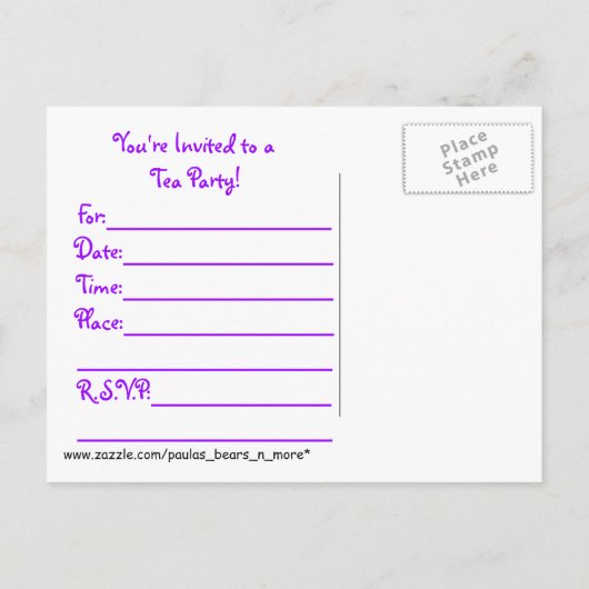 Teddy Bear Tea Party Postkarte (Rückseite)