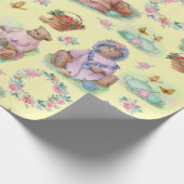 Teddy Bear Tea Party Vintage Palette  Geschenkpapier (Ecke)