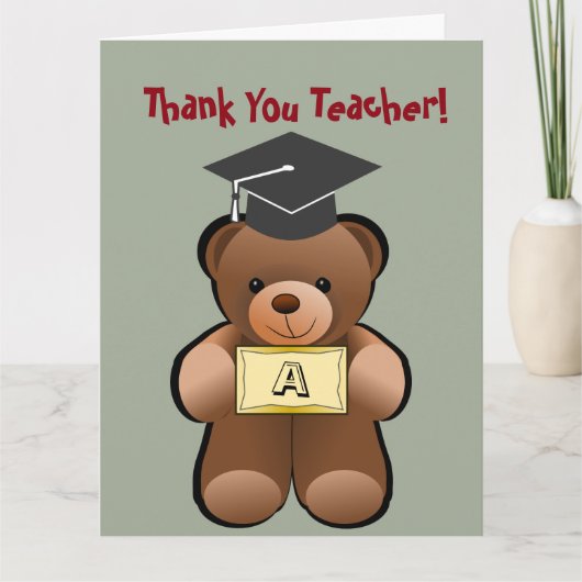 Teddy Bear Teacher Danke Karte (Vorderseite)