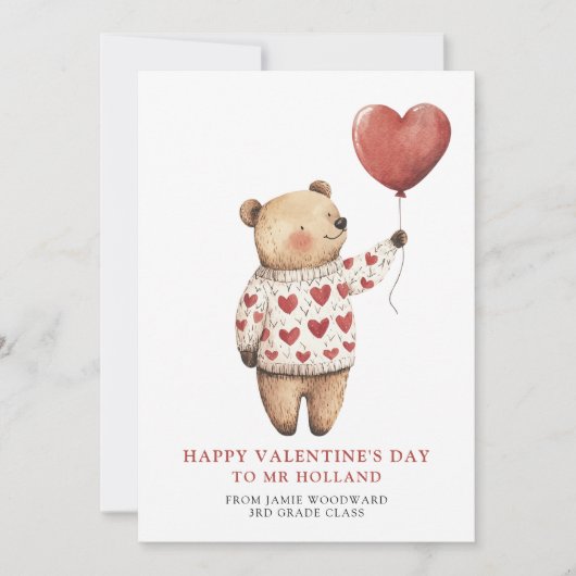 Teddy Bear Teacher Happy Valentine's Day Feiertagskarte (Vorderseite)