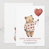 Teddy Bear Teacher Happy Valentine's Day Feiertagskarte (Vorne/Hinten)