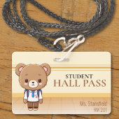 Teddy Bear Teacher School Hall Pass Ausweis