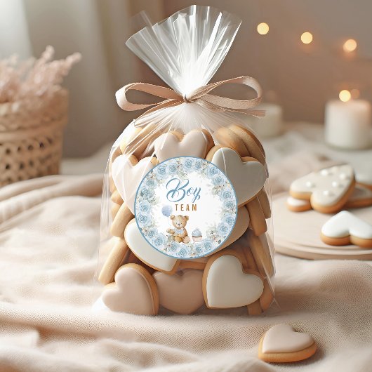 Teddy Bear Team Boy Gender Reveal Sticker