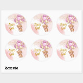 Teddy Bear Team Girl Gender Reveal Party Runder Aufkleber (Blatt)