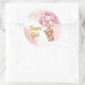 Teddy Bear Team Girl Gender Reveal Party Runder Aufkleber (Tasche)