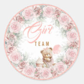 Teddy Bear Team Girl Gender Reveal Sticker (Vorderseite)