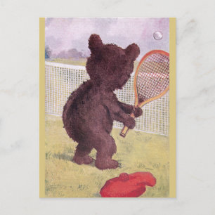 Teddy Bear Tennis spielen Postkarte