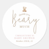 Teddy Bear Thank You Baby Shower Runder Aufkleber (Vorderseite)