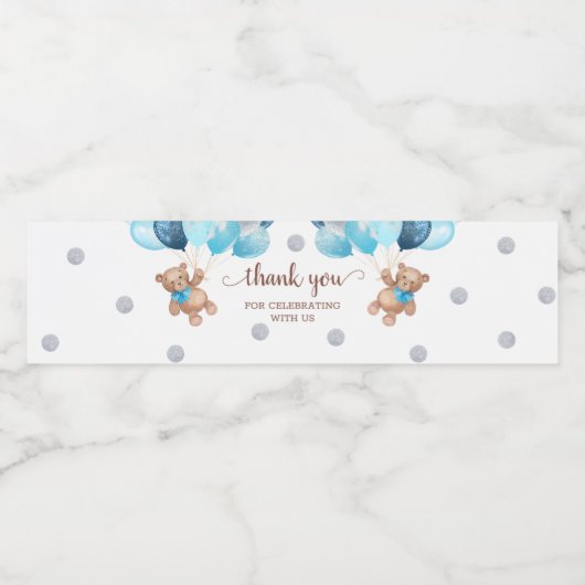 Teddy Bear Thank You Baby Shower Wasserflaschenetikett (Einzelnes Label)