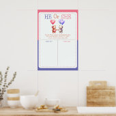 Teddy Bear Thema Geschlecht offenbaren Stimmzettel Poster (Küche)