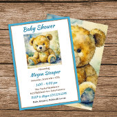 Teddy Bear thematied Boy's Baby Shower Einladung