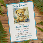 Teddy Bear thematied Boy's Baby Shower Einladung