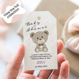 Teddy Bear Theme Baby Shower (Girls Pink) Geschenk Geschenkanhänger