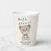 Teddy Bear Theme Baby Shower (Girls Pink) Pappbecher (Rückseite)