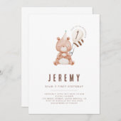 Teddy Bear Theme Neutral 1. Geburtstag Party Einladung (Vorne/Hinten)