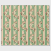 Teddy Bear Themed Green and Brown Wrapping Paper Geschenkpapier (Flach)