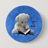 Teddy Bear Time to Read Blue Stuffanimal, ZKOA Button (Vorderseite)