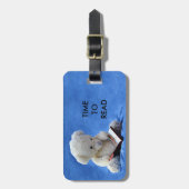 Teddy Bear Time to Read Blue Stuffed Animal, ZKOA Gepäckanhänger (Vorderseite vertikal)