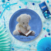 Teddy Bear Time to Read Blue Stuffed Animal, ZKOA Pappteller (Party)