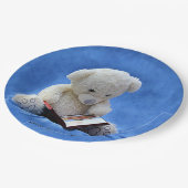Teddy Bear Time to Read Blue Stuffed Animal, ZKOA Pappteller (Schrägansicht)