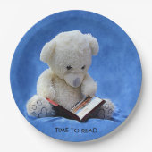 Teddy Bear Time to Read Blue Stuffed Animal, ZKOA Pappteller (Vorderseite)