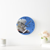 Teddy Bear Time to Read Blue Stuffed Animal, ZKOA Runde Wanduhr (Zuhause)