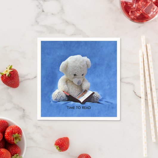 Teddy Bear Time to Read Blue Stuffed Animal, ZKOA Serviette (Beispiel)
