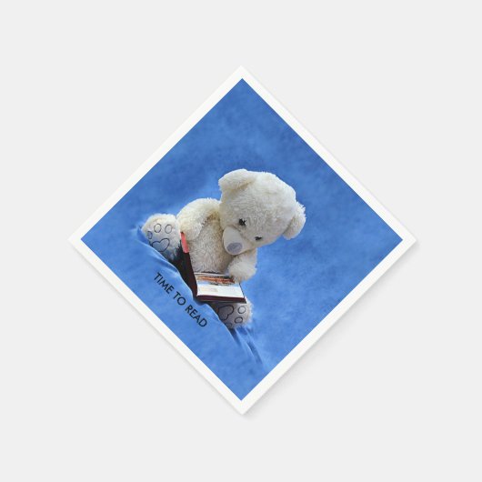 Teddy Bear Time to Read Blue Stuffed Animal, ZKOA Serviette (Ecke)