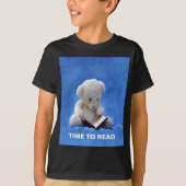 Teddy Bear Time to Read Blue Stuffed Animal, ZKOA T-Shirt (Vorderseite)