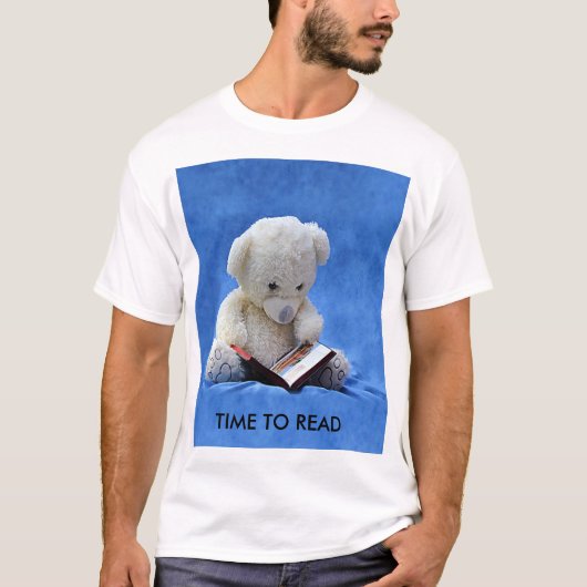 Teddy Bear Time to Read Blue Stuffed Animal, ZKOA T-Shirt (Vorderseite)