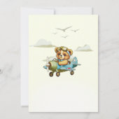 Teddy Bear Tiny Pilot Flugzeug Babydusche Einladung (Rückseite)