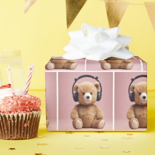 Teddy Bear Tragekopfhörer Geschenkpapier (Geburtstagsparty)