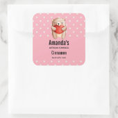 Teddy Bear trägt eine rote Herz-Kerze oder Seife B Quadratischer Aufkleber (Tasche)