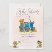 Teddy Bear Traktor Baby Dusche Einladung (Vorderseite)