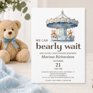 Teddy Bear Twin Boys Baby Shower Einladung