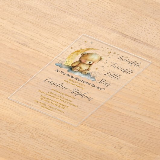 Teddy Bear Twinkle Twinkle Little Star Baby Dusche Acryleinladungen (Ablage )