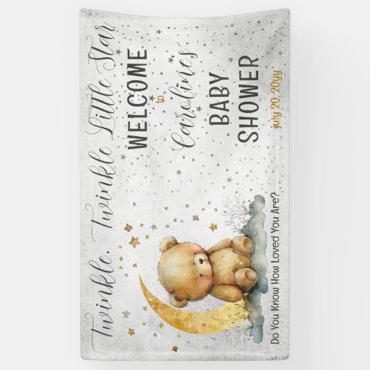 Teddy Bear Twinkle Twinkle Little Star Baby Dusche Banner (Vertikal)