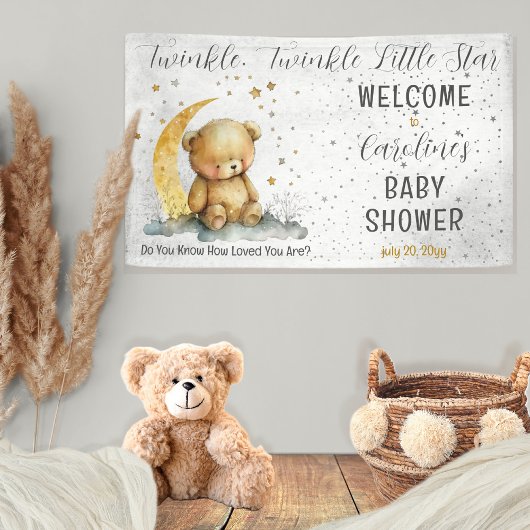 Teddy Bear Twinkle Twinkle Little Star Baby Dusche Banner