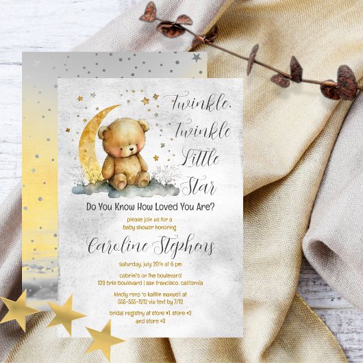 Teddy Bear Twinkle Twinkle Little Star Baby Dusche Einladung