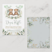 Teddy Bear Twins Grüne Gold Diaper Raffle Baby Begleitkarte (Vorne/Hinten)