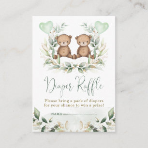 Teddy Bear Twins Grüne Gold Diaper Raffle Baby Begleitkarte