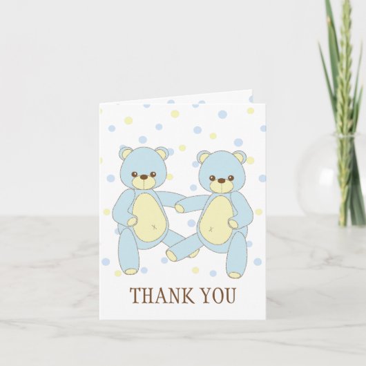 Teddy Bear Twins Vielen Dank Notecard Dankeskarte (Vorderseite)